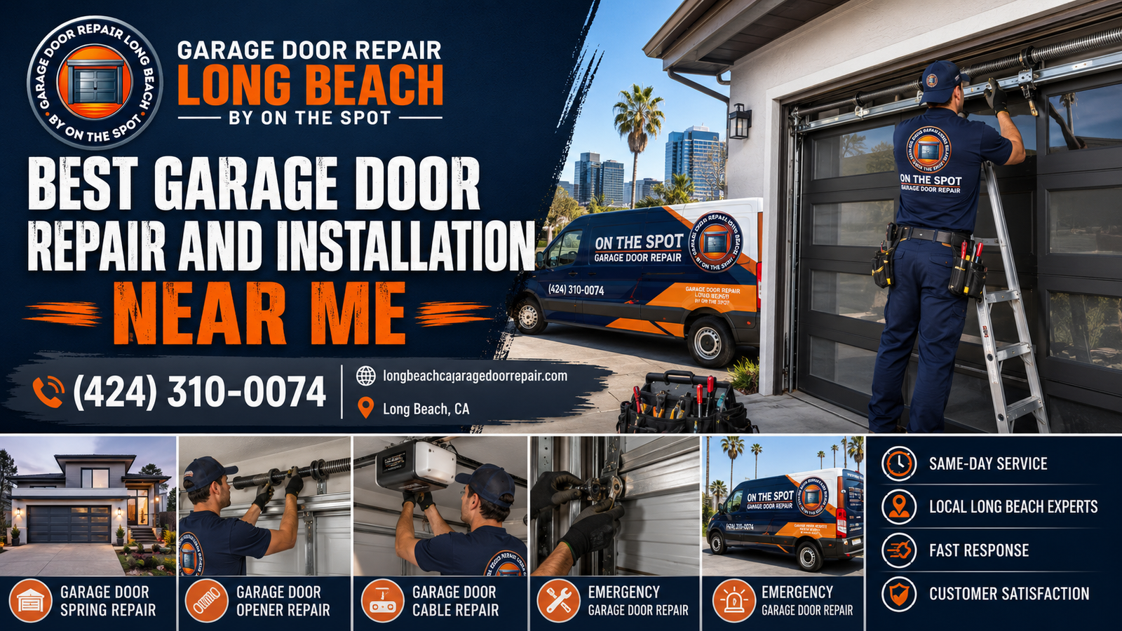 Best garage door repair and installation near me Long Beach service graphic for Garage Door Repair Long Beach By On The Spot