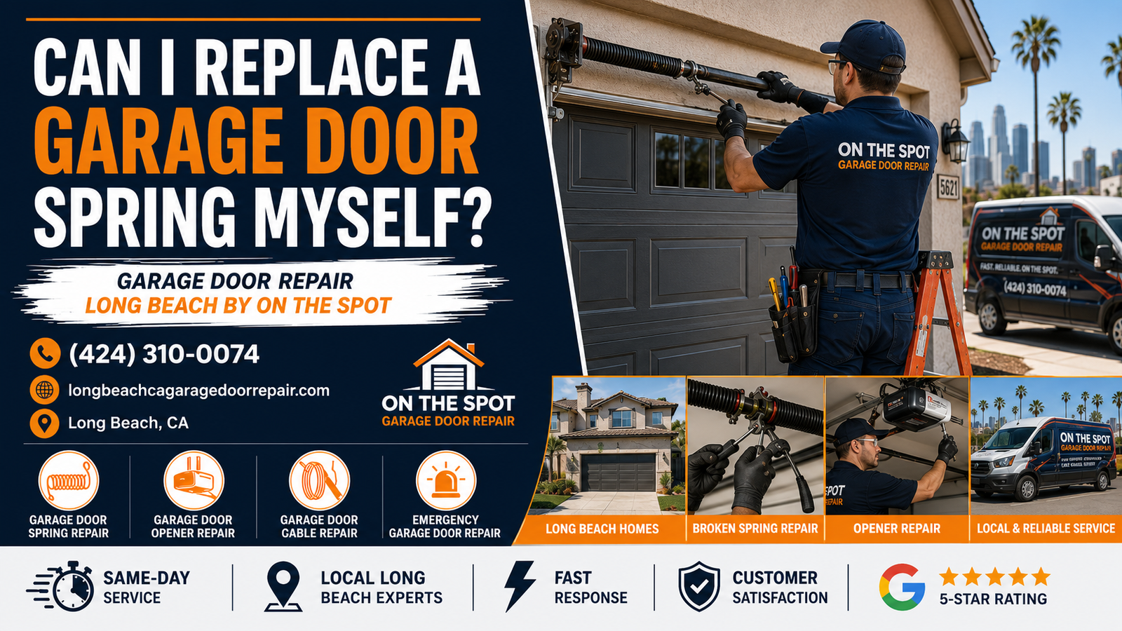 Long Beach garage door technician warning homeowners about DIY garage door spring replacement safety risks