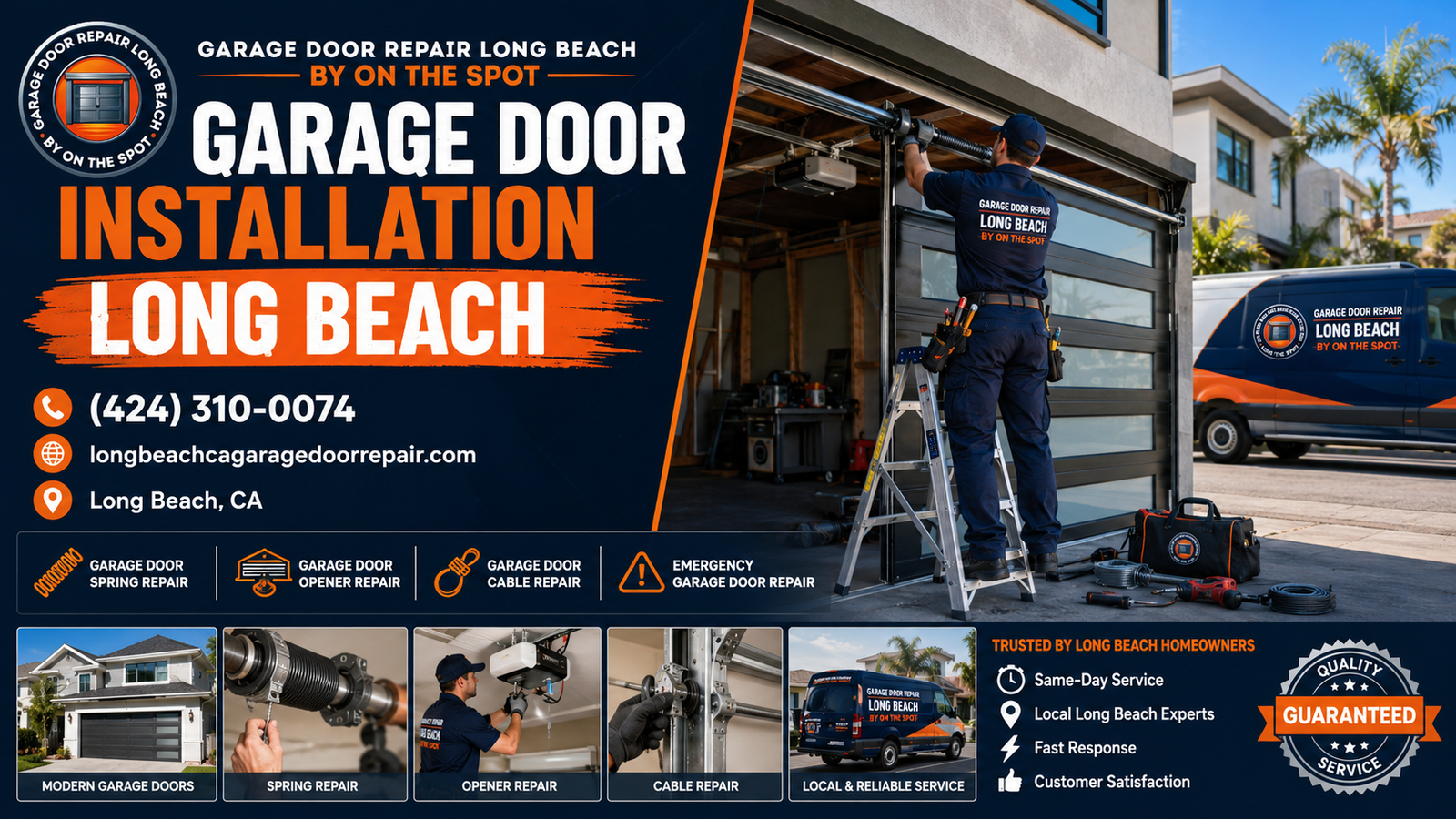 Garage door installation Long Beach service graphic for Garage Door Repair Long Beach By On The Spot