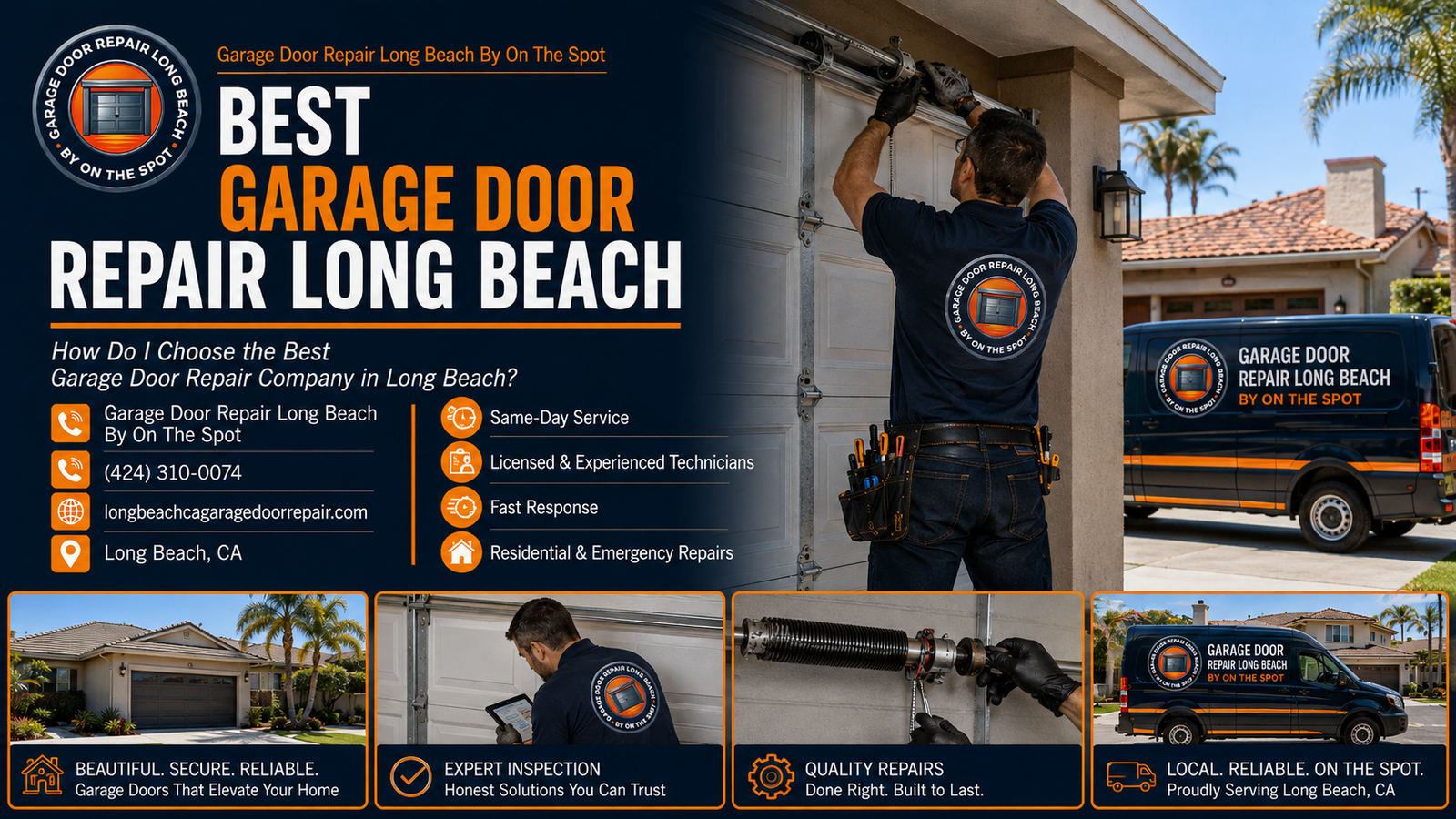 Garage door repair service image for a guide on choosing a garage door repair company in Long Beach, CA