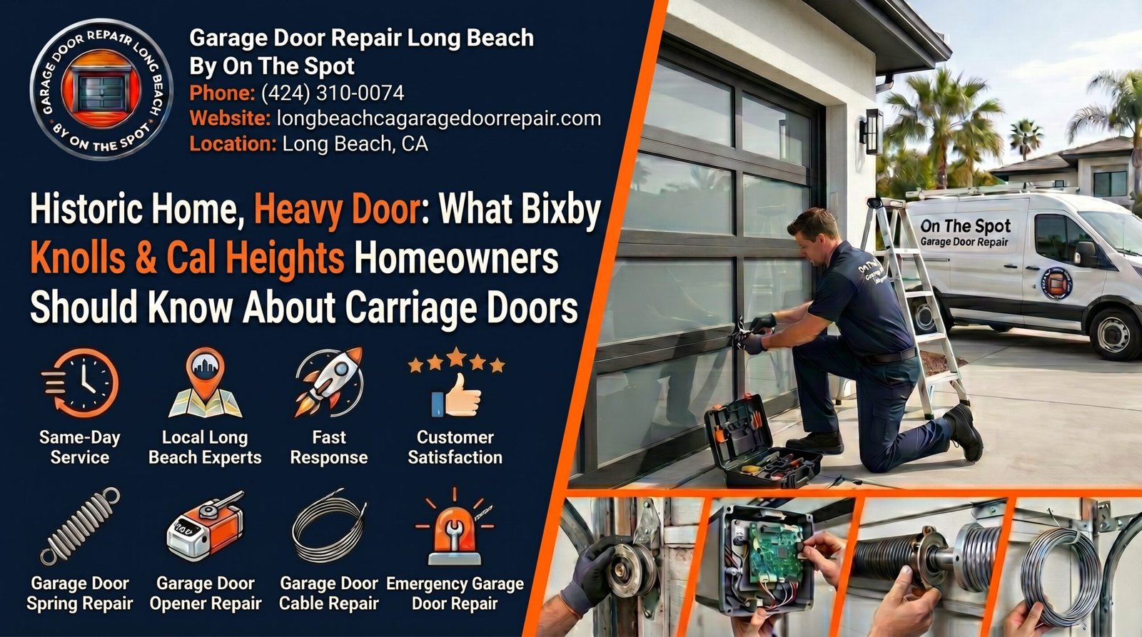 Historic-style heavy carriage garage door at a Bixby Knolls or California Heights home in Long Beach