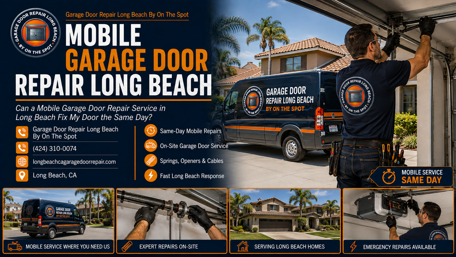 Mobile garage door repair service at a Long Beach home for a same-day garage door repair guide