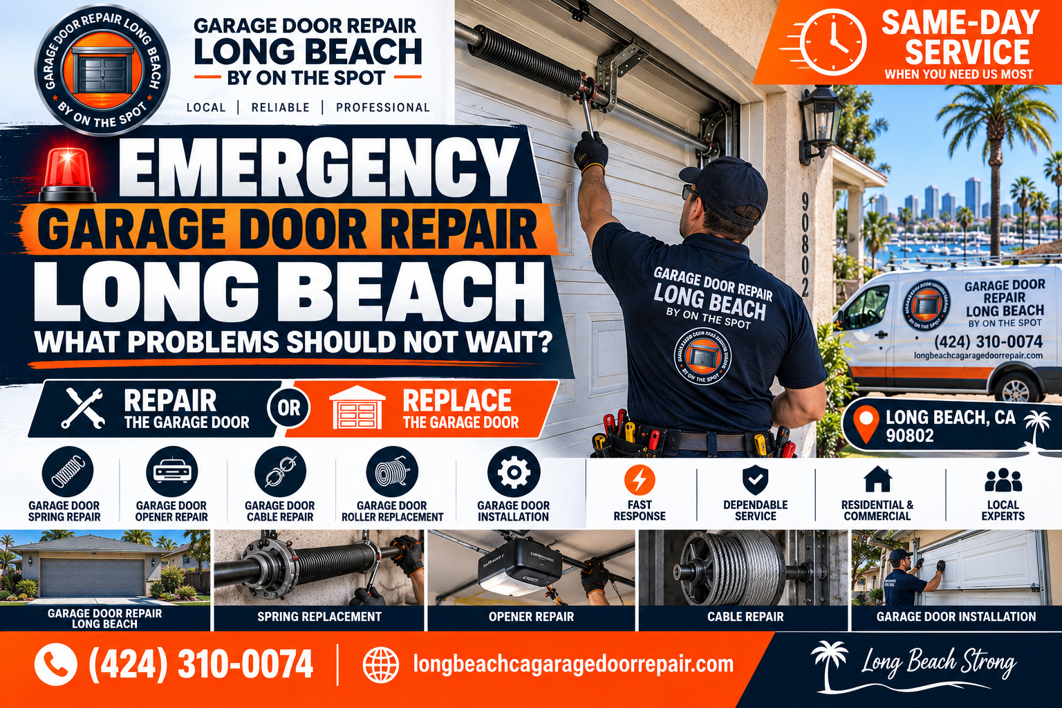Emergency garage door repair Long Beach service graphic for Garage Door Repair Long Beach By On The Spot