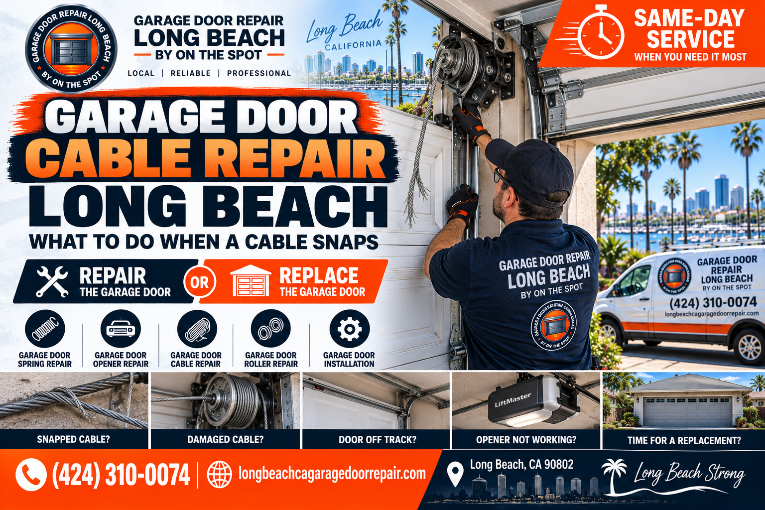 Garage door cable repair in Long Beach, CA