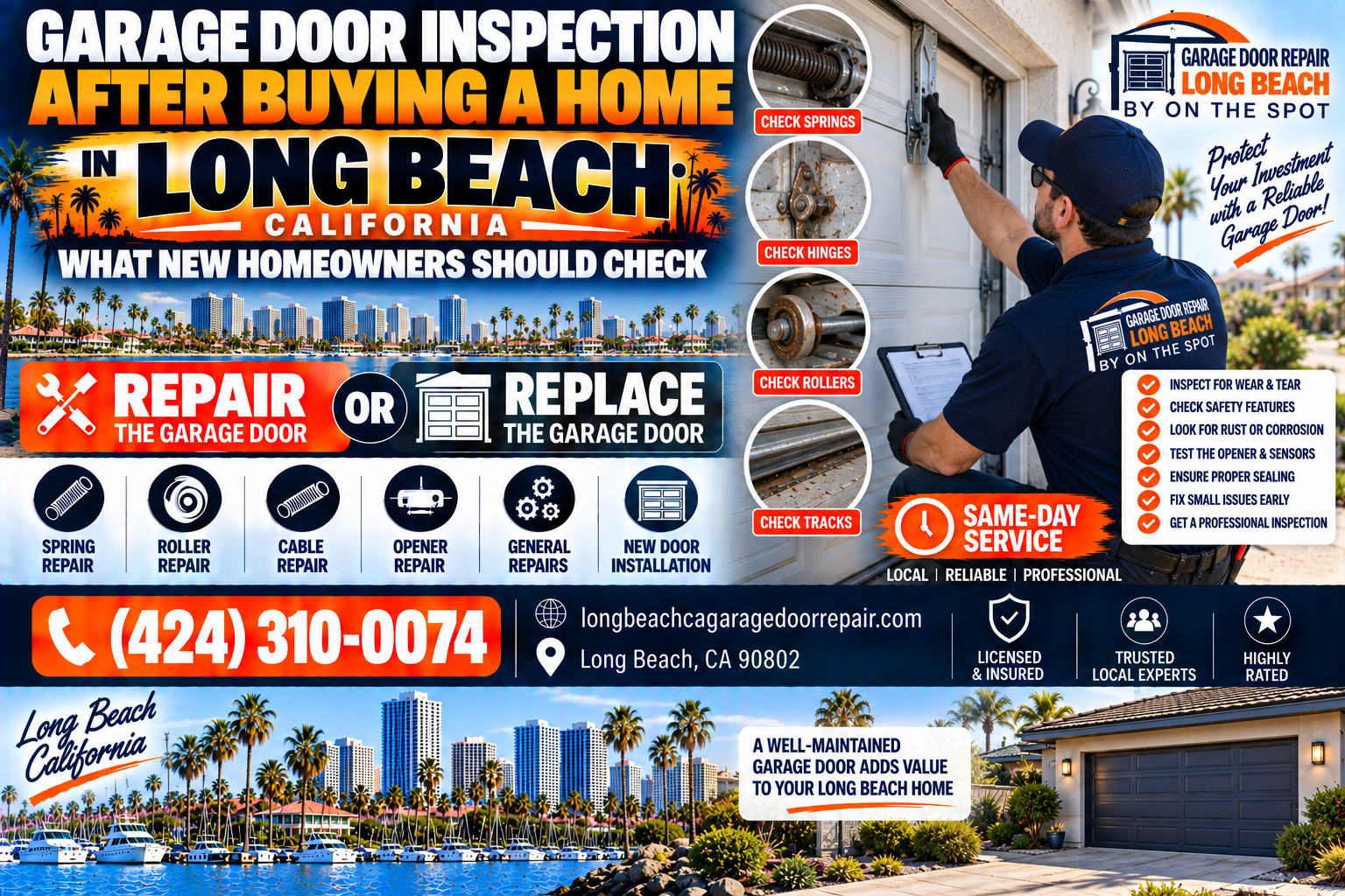 Garage door inspection after buying a home in Long Beach — what new homeowners should check