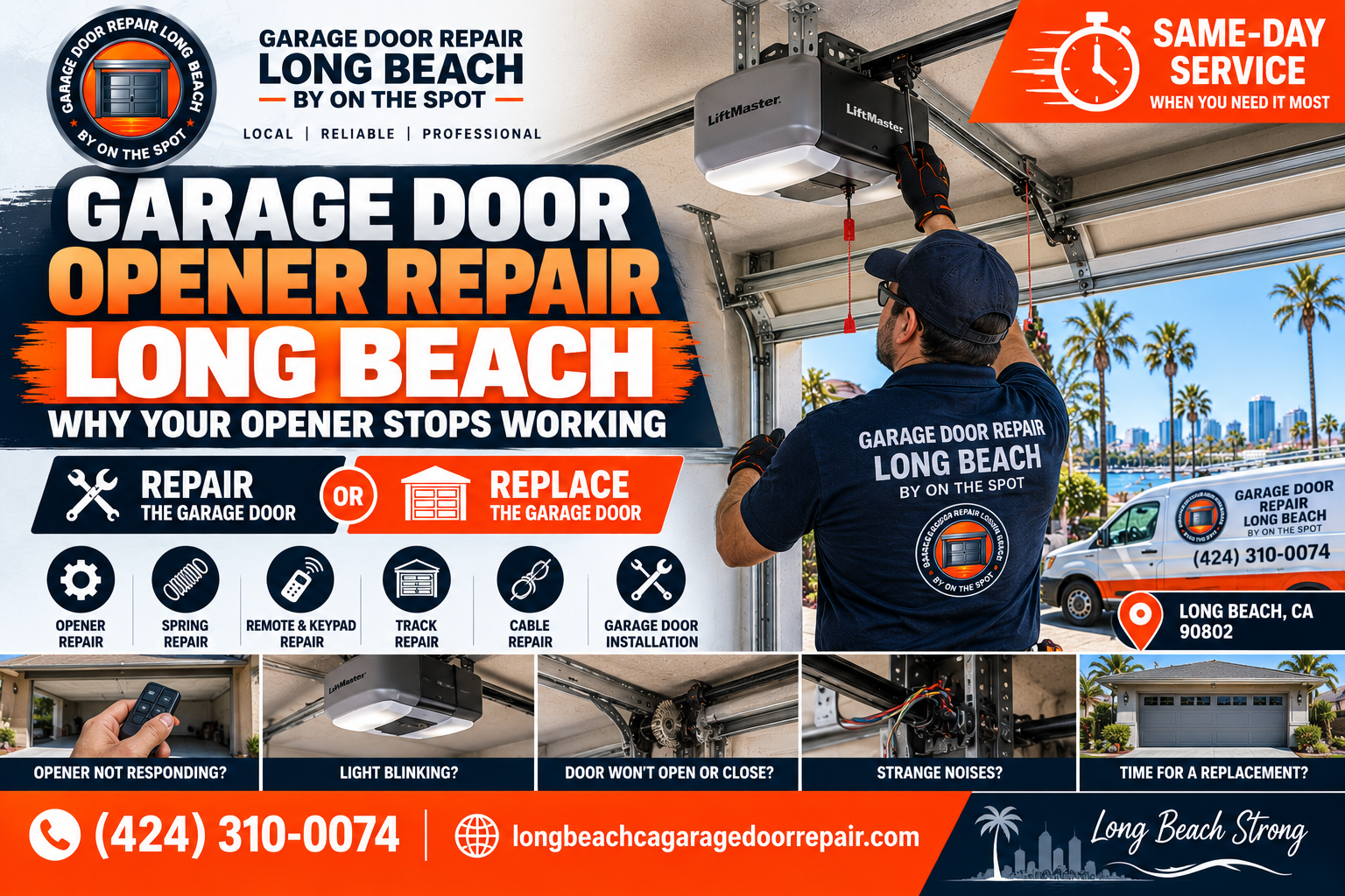 Garage door opener repair Long Beach service graphic for Garage Door Repair Long Beach By On The Spot