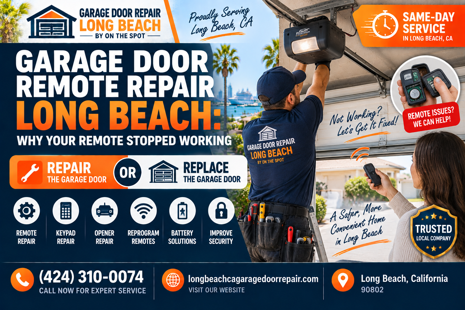 Garage door remote repair Long Beach service graphic for Garage Door Repair Long Beach By On The Spot