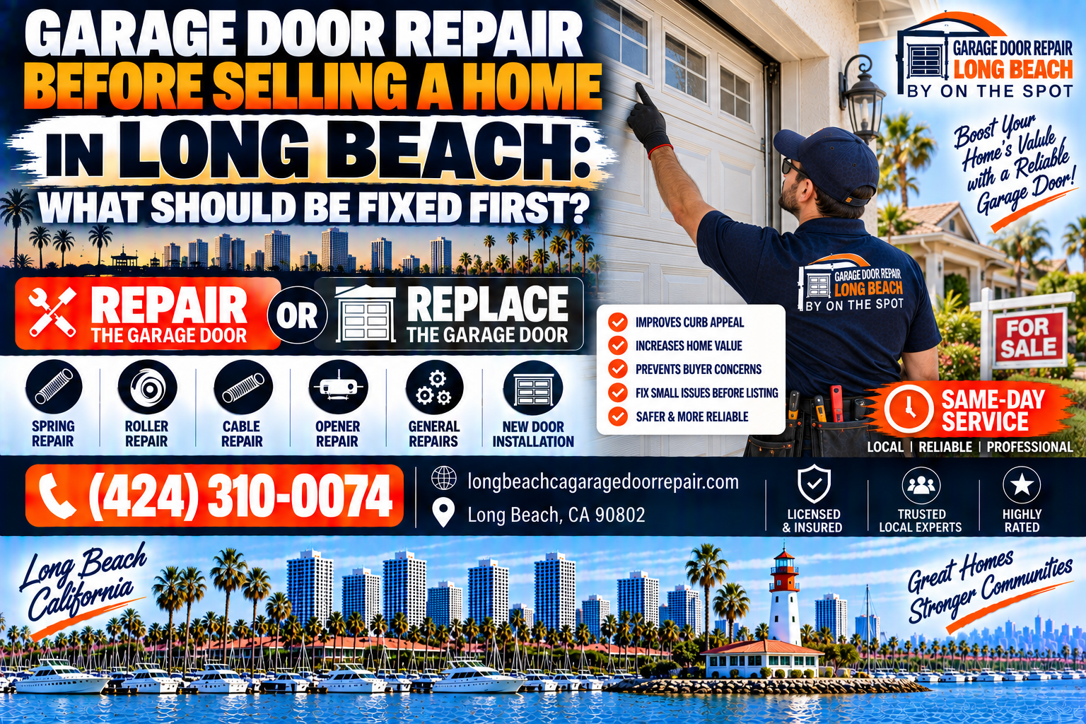 Garage door repair before selling a home in Long Beach — what should be fixed first