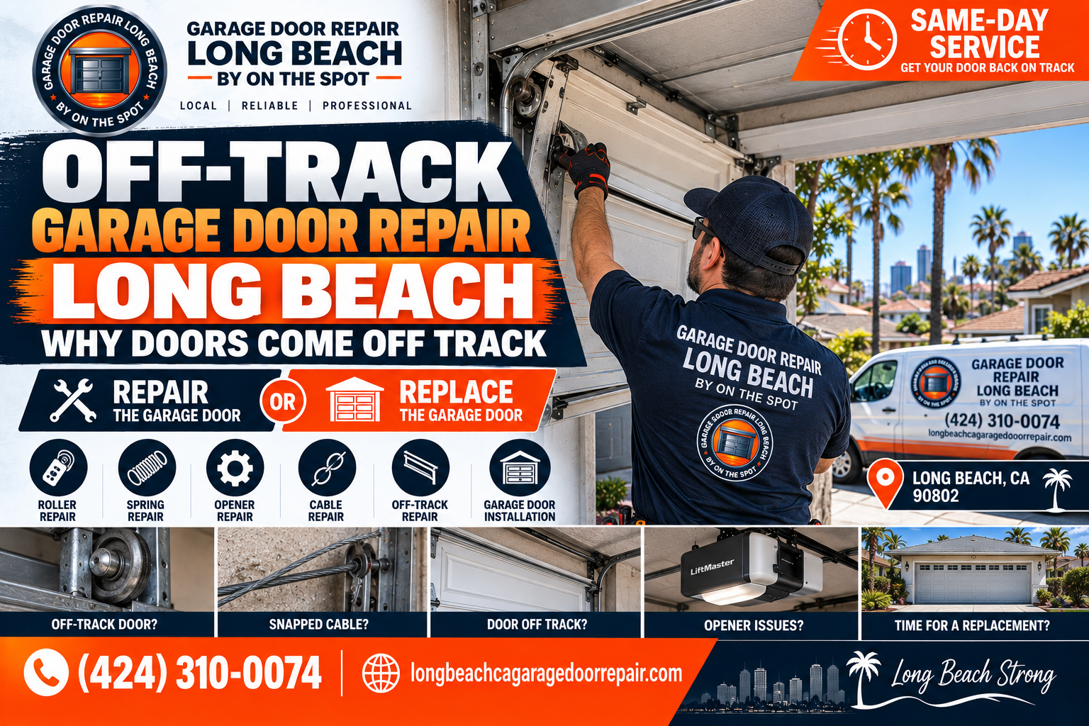 Off-track garage door repair in Long Beach, CA